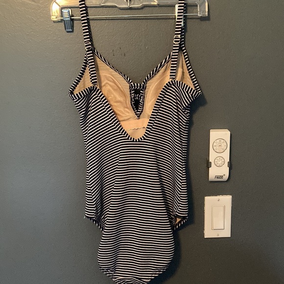 Adorable Navy Blue and White Striped One Piece Swimsuit - Picture 2 of 3